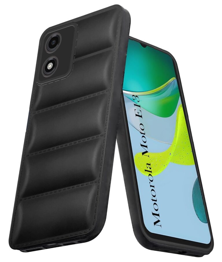 Jkobi Back Cover Case for Motorola Moto E13 (Puffer Cushion Wave Design | Camera Protection | Soft Black)