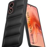 Jkobi Back Cover Case for Motorola Moto G04 | Motorola Moto G04s (Puffer Cushion Wave Design | Camera Protection | Soft Black)
