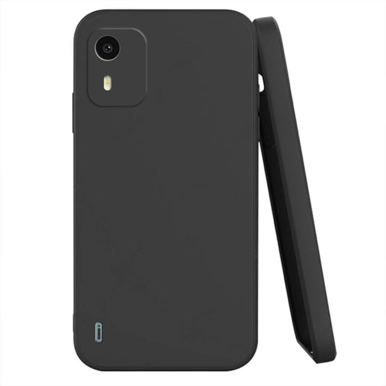 Knotyy Ultra Soft Rubberised Back Cover for Nokia C12 | Inner Velvet Fabric Lining | Matte Silicone Flexible |Raised Bumps for Camera & Screen Protection Back Case Cover - Black
