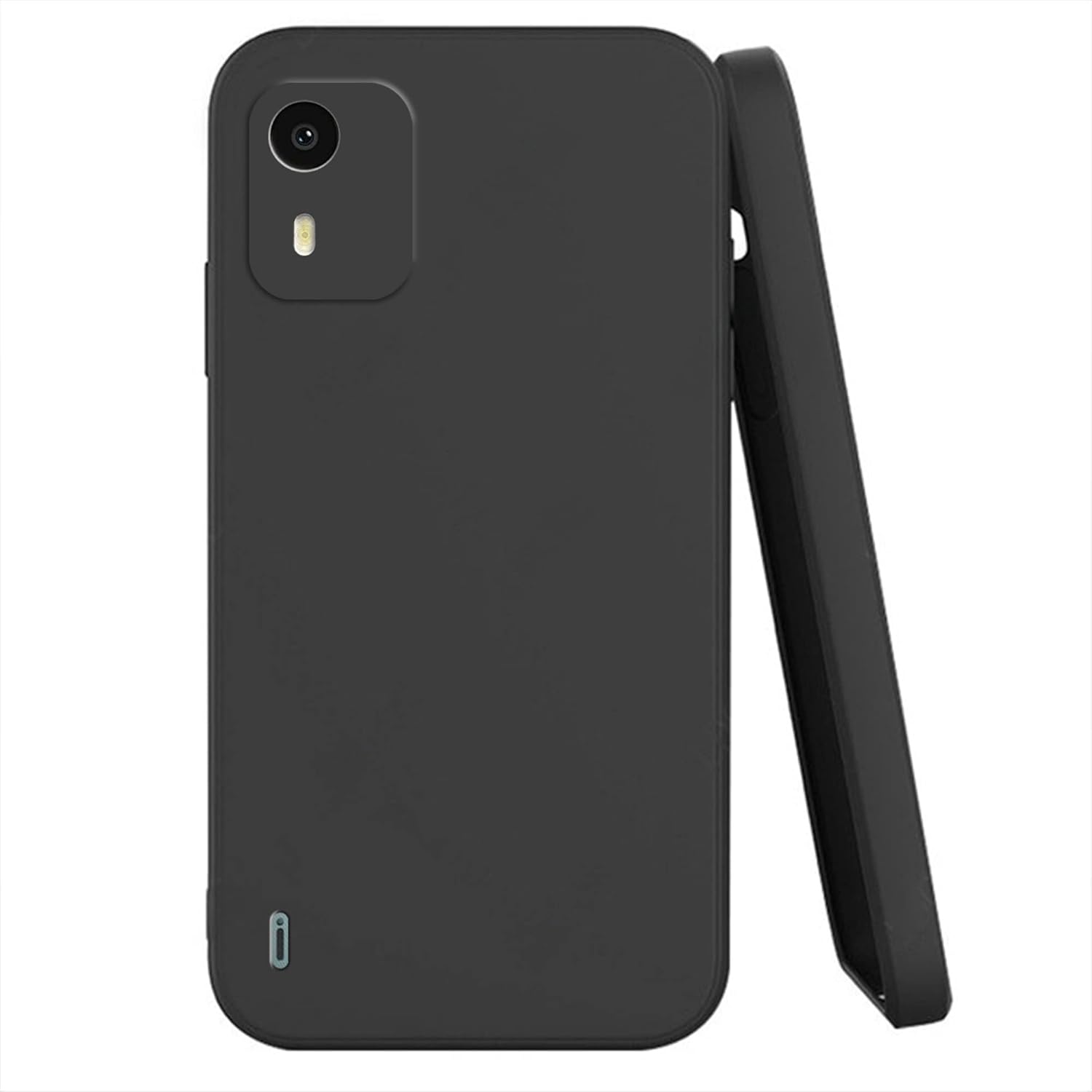 Knotyy Ultra Soft Rubberised Back Cover for Nokia C12 | Inner Velvet Fabric Lining | Matte Silicone Flexible |Raised Bumps for Camera & Screen Protection Back Case Cover - Black