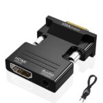 Luventg HDMI to VGA Adapter, Audio Output Cable Computer Set-top Box Converter Connector Adapter for Laptop, PC, Monitor, Projector, HDTV, Chromebook, Roku, Xbox(3.5mm Stereo Cable Included)