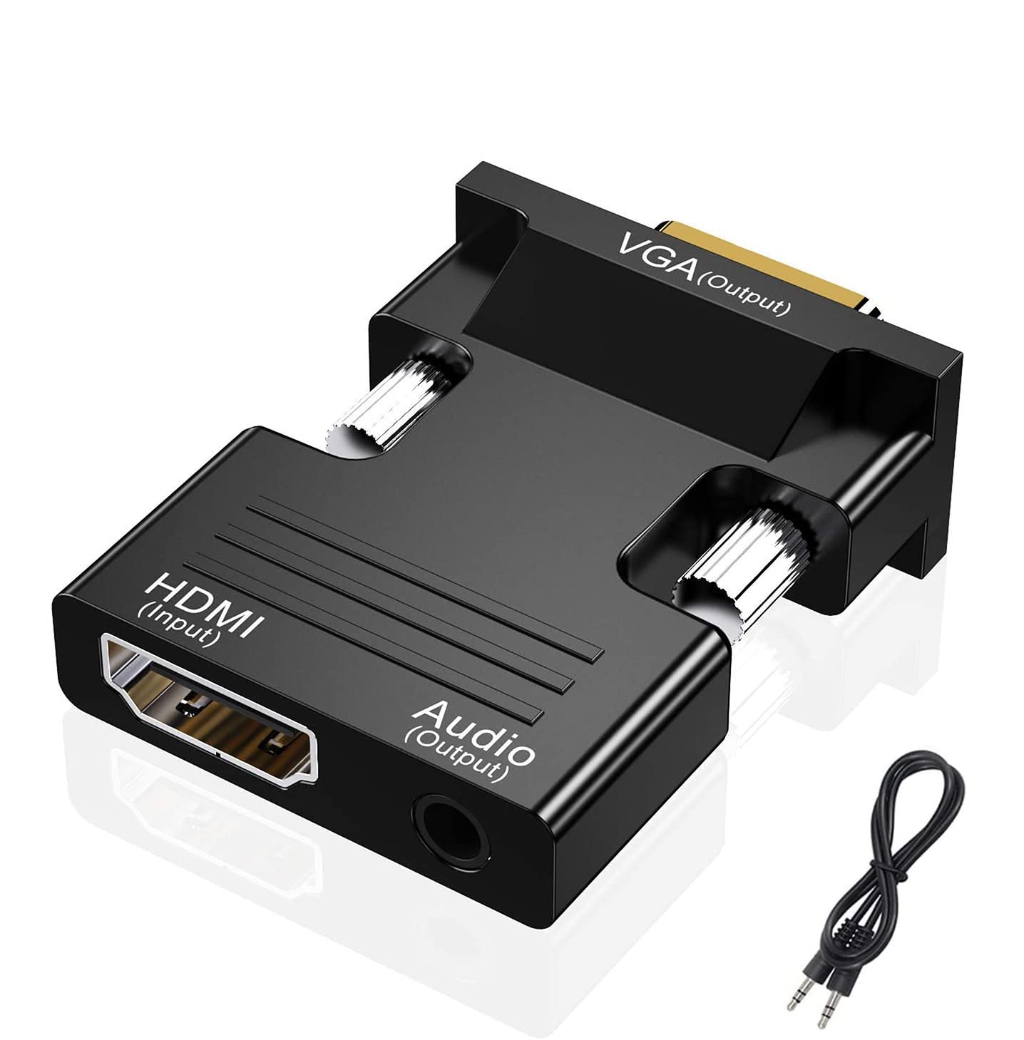 Luventg HDMI to VGA Adapter, Audio Output Cable Computer Set-top Box Converter Connector Adapter for Laptop, PC, Monitor, Projector, HDTV, Chromebook, Roku, Xbox(3.5mm Stereo Cable Included)