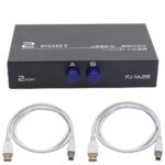 MVTECH 2 Port USB 2.0 Sharing Manual Switch Box Hub 2 PCS Share 1 USB 2.0 with 1.2mtr Printer Cable Selector Switch for PC Sharing Switch Box Computer Scanner-Black