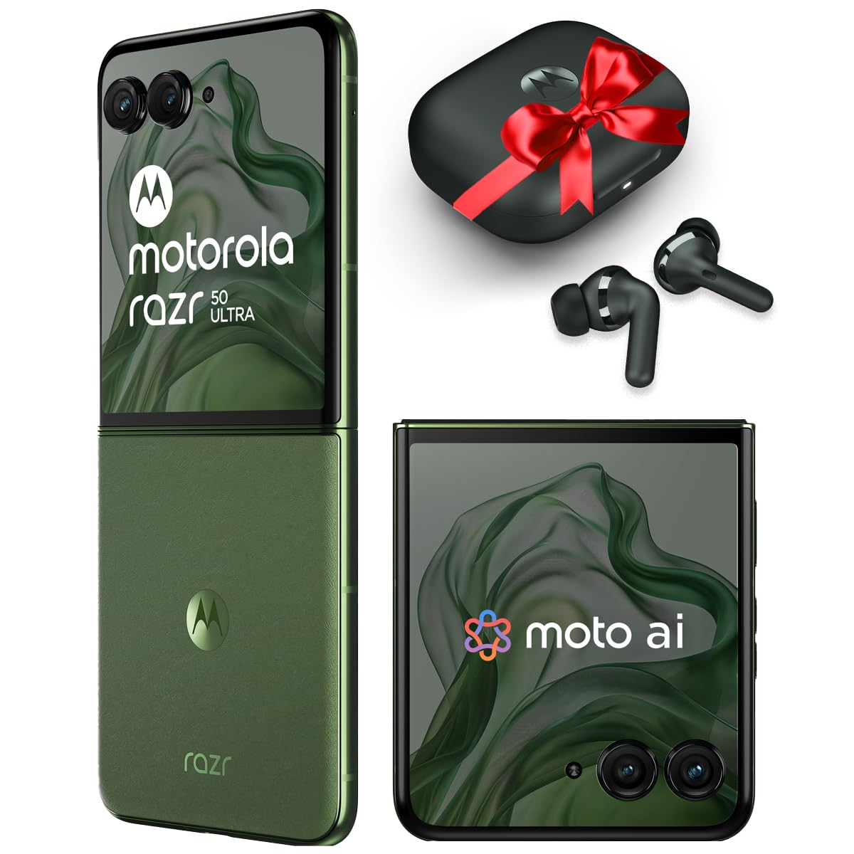 Motorola razr 50 ultra (Spring Green, 12GB RAM, 512GB Storage) | with moto buds+ | moto ai | 4.0" external AMOLED display | Snapdragon 8s Gen 3 | 6.9" AMOLED 165Hz display | 32MP selfie camera