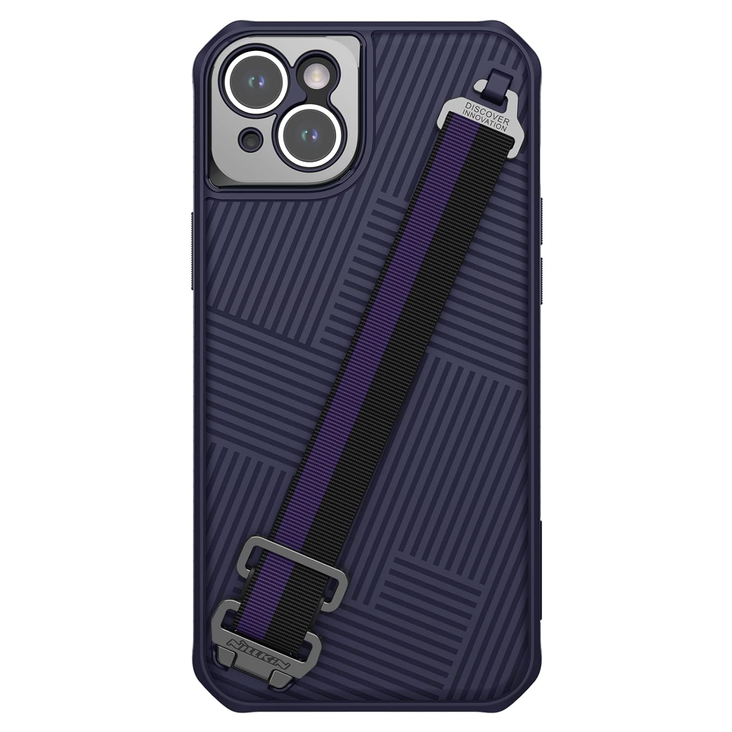 Nillkin Case for Apple iPhone 14 Plus (6.7" Inch) Strap Detachable Rope for Grip & Hold Magnetic Works with Magsafe 360 Protect Leisure Sports Workout Metal Casing for Camera Lens Purple