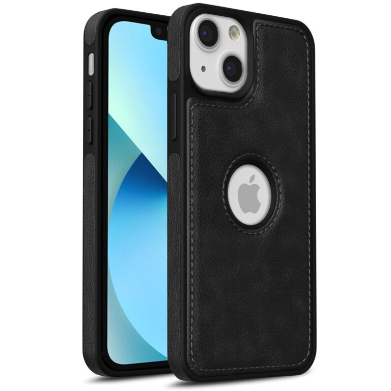 Pikkme Back Cover | Flexible Pu Leather | Full Camera Protection | Raised Edges | Super Soft-Touch | Bumper Case for iPhone 13 (Black)