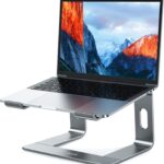 RUBOXA Ergonomic Laptop Stand for Desk Elevated Laptop Computer Stand with Nonslip Tabs Prevents Shoulder Back and Neck Pain and Laptop Overheating (Gray)