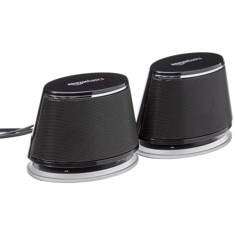 (Refurbished) AmazonBasics USB-Powered PC Computer Speakers with Dynamic Sound | Black