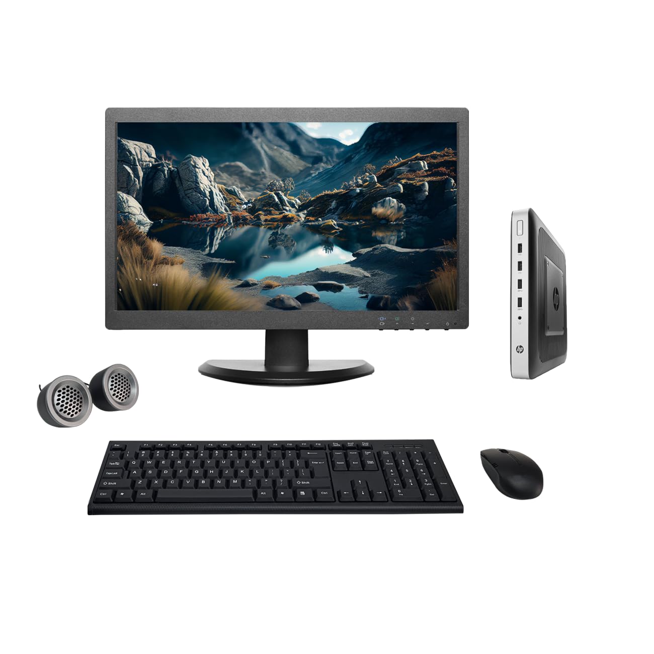 (Refurbished)HP T630 19" HD All-in-One Desktop Computer Set (AMD GX 420GI| 16 GB RAM| 512 GB SSD| 19" HD LED Monitor| Wireless KB & Mouse| Speakers| WiFi| Windows 10 Pro| MS Office)