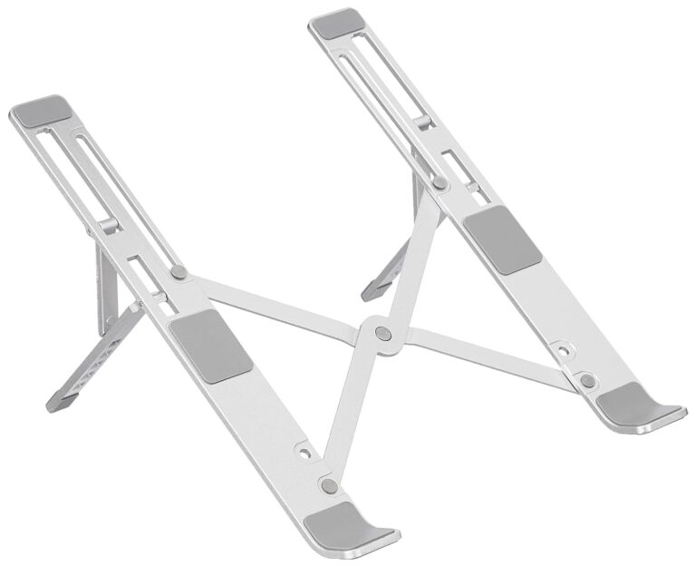 STRIFF Laptop Stand for Desk, Ergonomic Computer Stand Laptop Riser, Phone and Tablet Stand for Desk, Portable Laptop Elevator Holder Compatible with MacBook, Laptop,Tablet (Silver)