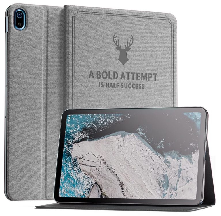 SwooK Folio Cover Case for Nokia T20 Tablet 10.36 Inch 2021 Model TA-1392 TA-1394 TA-1397 Nokia T20 Trifold Stand Slim Protective Flip Cover Case (Grey)