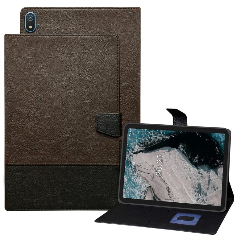 TGK Dual Color Design Leather Flip Case Cover for Nokia Tab T20 10.36 inch Tablet (Brown, Black)