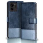 TheGiftKart Flip Back Cover Case for Motorola Moto Edge 40 5G | Dual-Color Leather Finish | Micro-Fibre Lining Inside | Inbuilt Stand & Pockets | Flip Case Cover for Motorola Edge 40 (Blue & Sky)