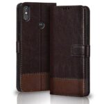 TheGiftKart Flip Back Cover Case for Motorola Moto One Power | Dual-Color Leather Finish | Inbuilt Stand & Pockets | Wallet Style Flip Back Case Cover for Motorola Moto One Power (Coffee & Brown)