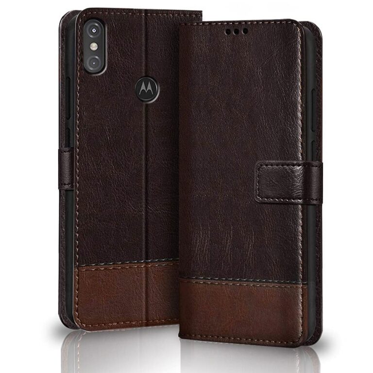 TheGiftKart Flip Back Cover Case for Motorola Moto One Power | Dual-Color Leather Finish | Inbuilt Stand & Pockets | Wallet Style Flip Back Case Cover for Motorola Moto One Power (Coffee & Brown)