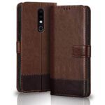 TheGiftKart Flip Back Cover Case for Nokia 6.1 Plus | Dual-Color Leather Finish | Inbuilt Stand & Pockets | Wallet Style Flip Back Case Cover for Nokia 6.1 Plus (Brown & Coffee)