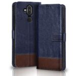 TheGiftKart Flip Back Cover Case for Nokia 8.1 | Dual-Color Leather Finish | Inbuilt Stand & Pockets | Wallet Style Flip Back Case Cover for Nokia 8.1 (Blue & Brown)