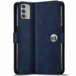 TheGiftKart Genuine Leather Finish Flip Back Cover Case for Nokia G42 5G | Inbuilt Pockets & Stand | Wallet Style | Designer Button Magnet Flip Cover Back Case for Nokia G42 5G (Blue)