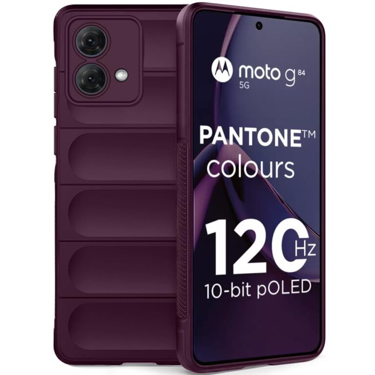 TheGiftKart Liquid Silicon Back Cover Case for Motorola Moto G84 5G | ShockProof Military Grade Protection | Micro-Fibre Cloth On Inner Side | Built-in Anti-Slip Grip Moto G84 Back Cover (TPU, Plum)