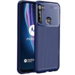 TheGiftKart Rugged Carbon Fibre TPU Armor Back Cover Case for Motorola Moto One Fusion+ (Blue)