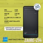 Trixis Zaire-Z14 i5 4th Generation Computer Desktop PC CPU H81,8GB-DDR3 RAM,500GB HDD,Super Fast 128GB SSD and Basic Software Installed - Black