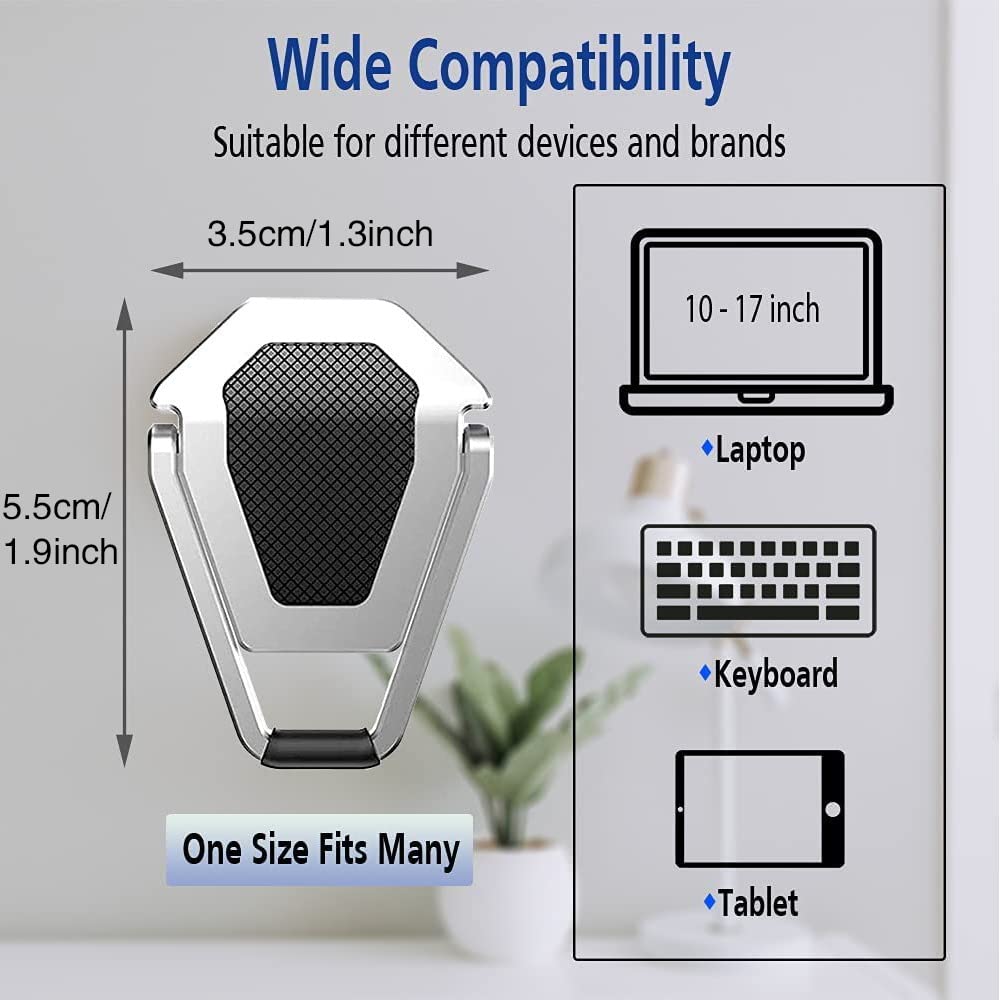 Trueshop Alluminium Foldable Laptop 2 Pcs |Computer Keyboard Mount Kickstand| Anti Slip Shield Design, Ergonomic Lightweight Laptop Desk Stand Macbook, Lenovo, Dell, Hp & Other Laptops Tabletop