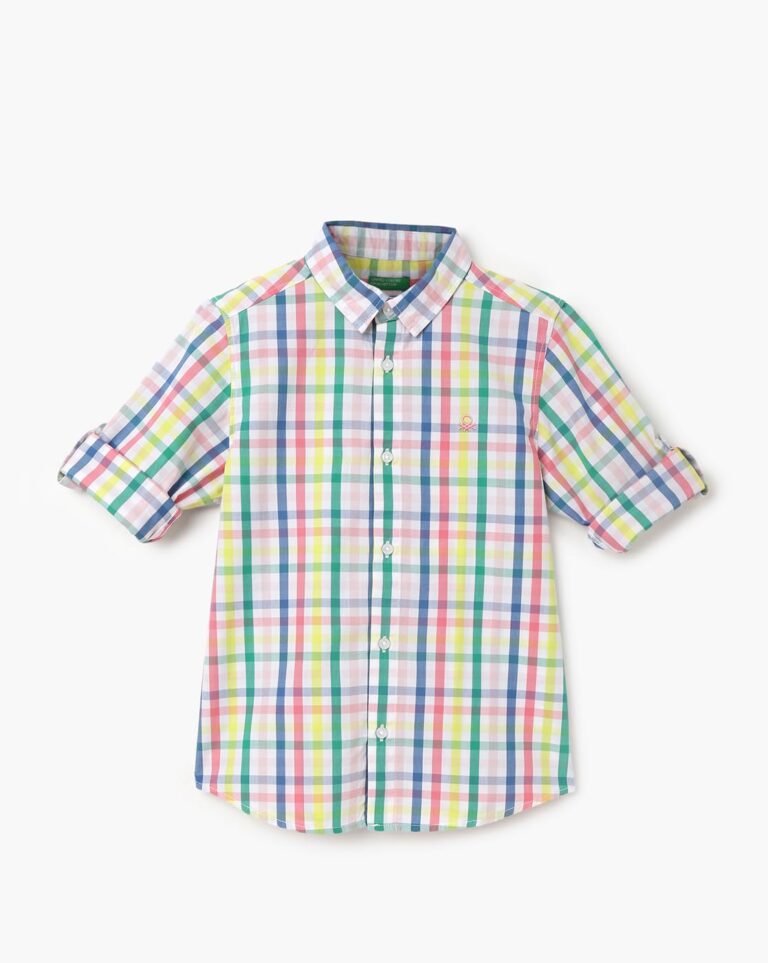 UNITED COLORS OF BENETTON Regular Fit Spread Collar Checkered Shirt