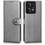 WOW IMAGINE Shock Proof Flip Cover Back Case for Motorola Moto Edge 50 Pro (Designer Magnetic Button Flip Case | Inbuilt Wallet Pockets & Stand | Leather Finish | Stone Grey)