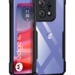 WOW IMAGINE Thermoplastic Polyurethane Shock Proof Clear Protective Back Case For Motorola Moto Edge 50 Pro-Airedge Technology|360° Camera Protection|Transparent Hybrid Back Case Backcase For Mobile Cover-Black