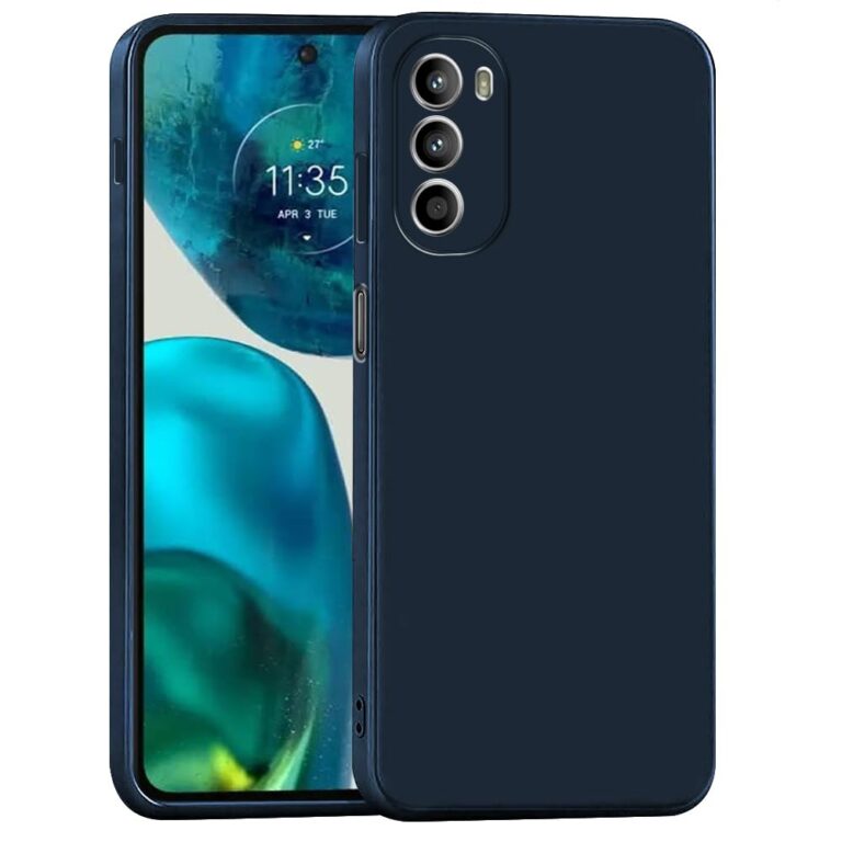 amazon basics Basic Case for Motorola Moto G62 5G (Silicone_Dark Blue)