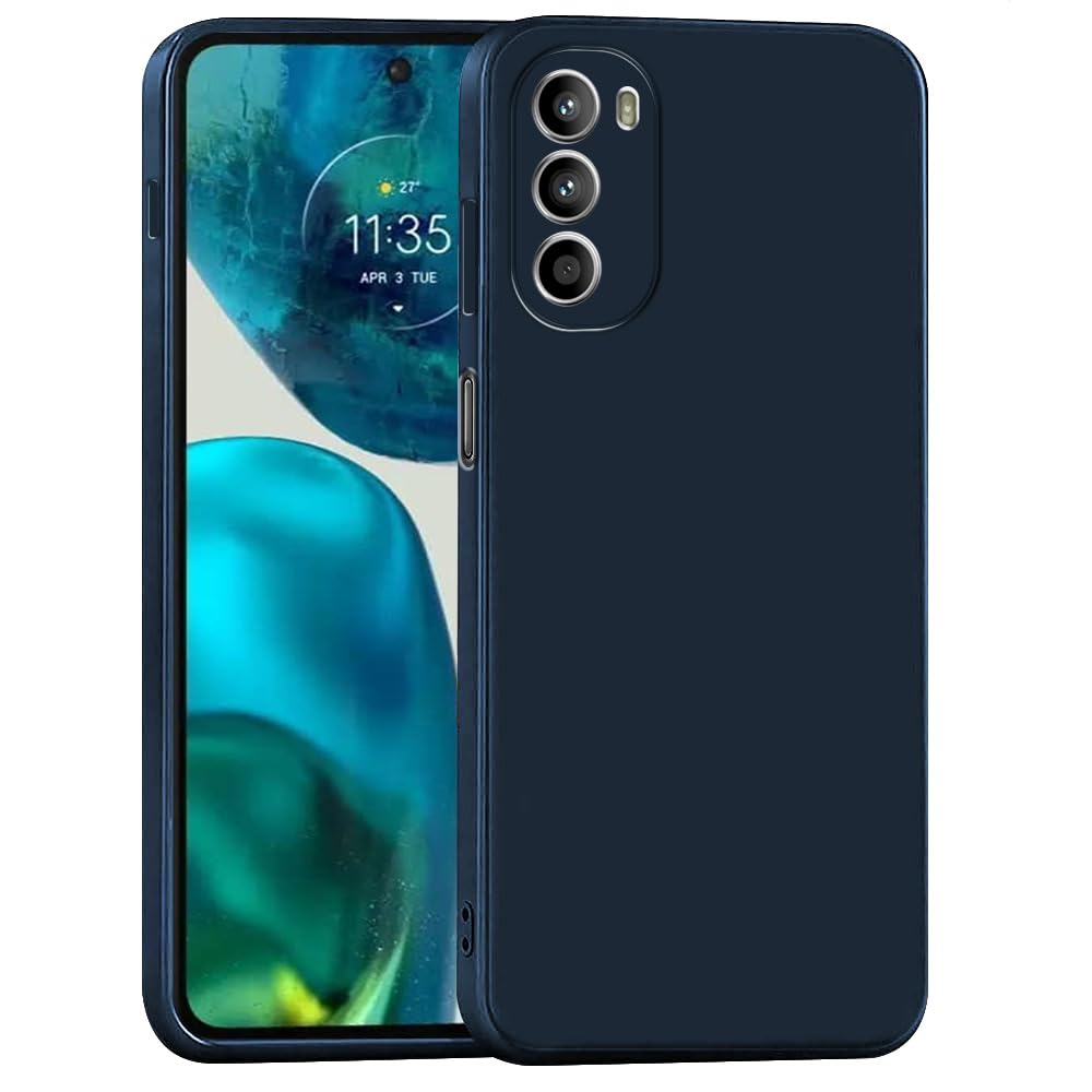 amazon basics Basic Case for Motorola Moto G62 5G (Silicone_Dark Blue)