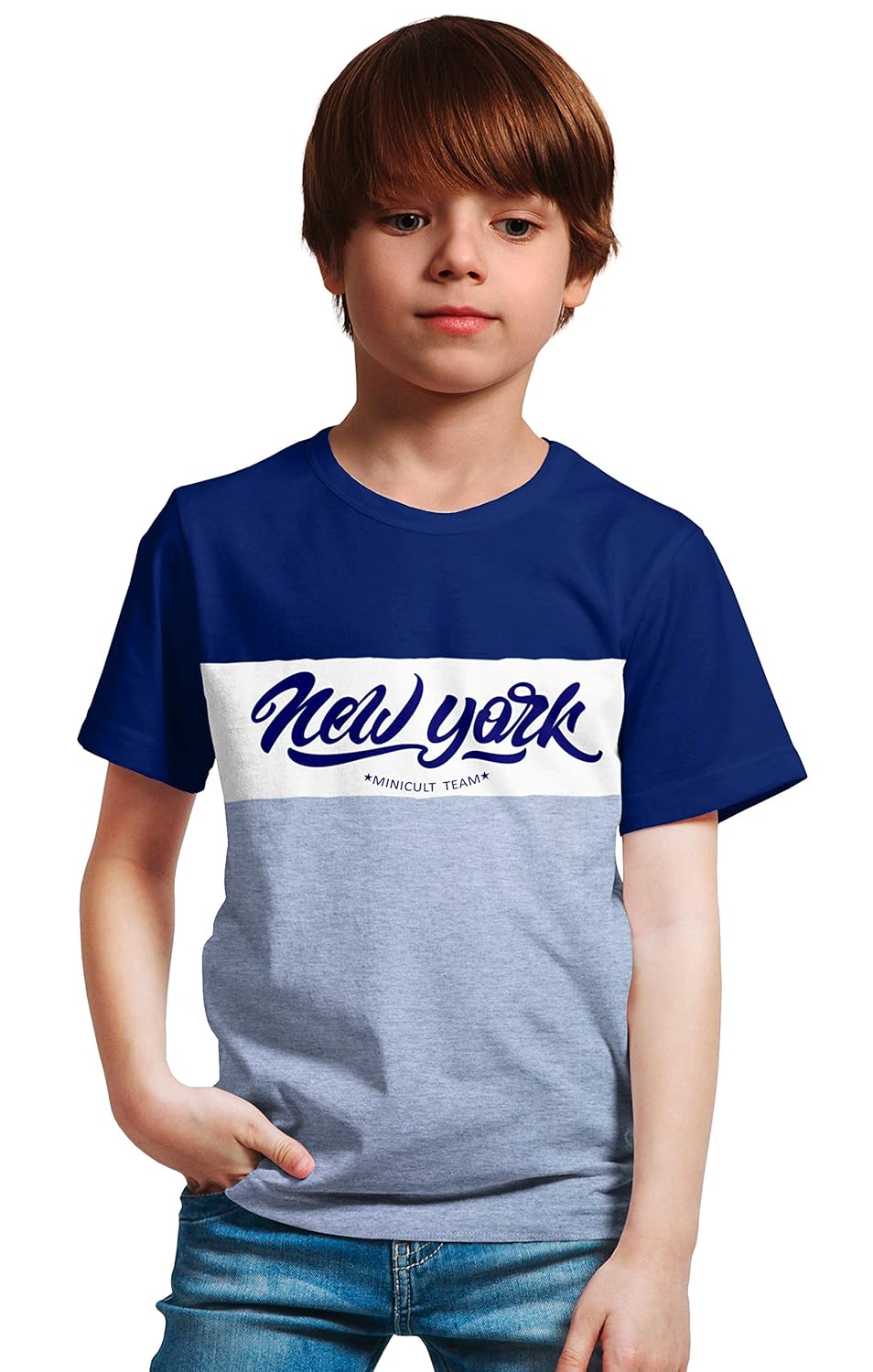 x2o Cotton Boys Tshirt Cut and sew Pattern with Chest Print (Pack of 1)(Grey)(13-14 Years)