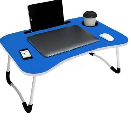 ISIRONA Laptop Stand for Desk, Computer Stand Laptop Table, Phone and Tablet Stand for Desk, Portable Laptop Cup Holder Compatible with Foldable Leg, Laptop,Table- (Blue)