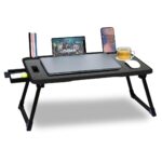 qbpatzwq Laptop Stand for Desk, Computer Stand Laptop Table, Phone and Tablet Stand for Desk, Portable Laptop Cup Holder Compatible with Foldable Leg, Laptop,Table (Black Unique Design)