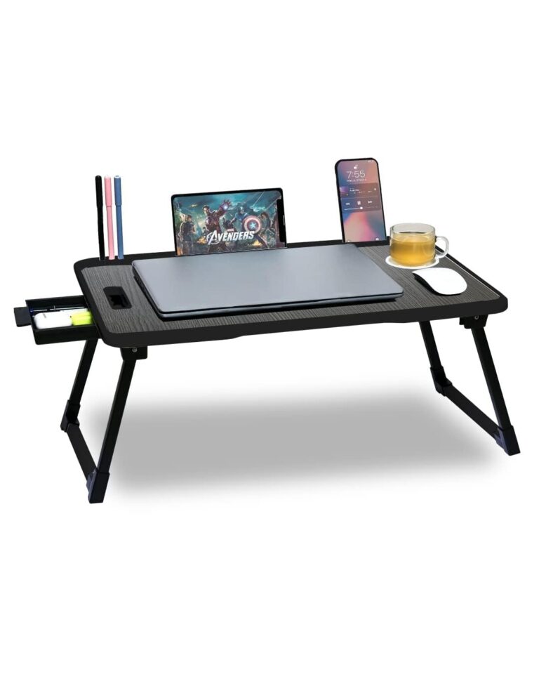 qbpatzwq Laptop Stand for Desk, Computer Stand Laptop Table, Phone and Tablet Stand for Desk, Portable Laptop Cup Holder Compatible with Foldable Leg, Laptop,Table (Black Unique Design)