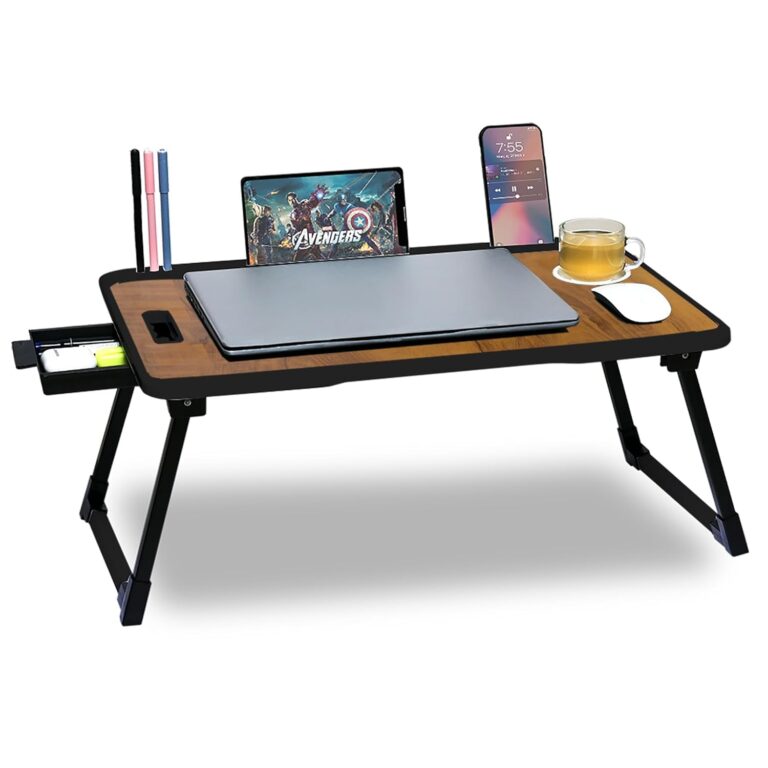 eumqestoer Laptop Stand for Desk, Computer Stand Laptop Table, Phone and Tablet Stand for Desk, Portable Laptop Cup Holder Compatible with Foldable Leg, Laptop,Table (Wood COTTED)