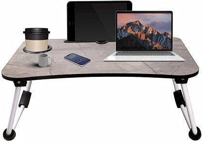 QINA Laptop Stand for Desk, Computer Stand Laptop Table, Phone and Tablet Stand for Desk, Portable Laptop Cup Holder Compatible with Foldable Leg, Laptop,Table (Marble Dark)