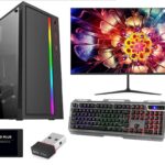 KRYNORCXY Gaming Computer Desktop PC Full Set - Core i7-3770 CPU, 4GB GT 730 Graphics Card, RGB Cabinet, 22" LED Monitor, RGB Keyboard & Mouse, Windows 10 Pro, WiFi (16GB RAM, 256GB SSD)