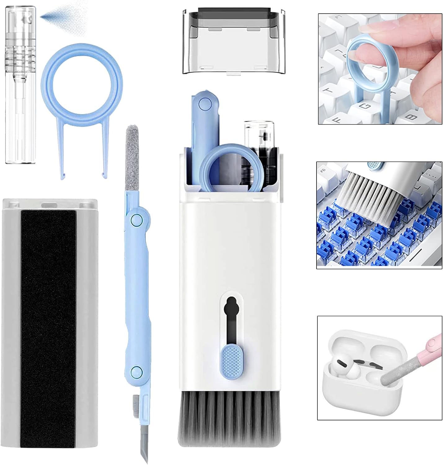 7 in 1 Laptop Cleaning Kit - Keyboard Cleaner, Electronic Cleaner Kit, Keyboard Cleaning Kit, Computer Cleaning Kit,Electronic Cleaning Kit for Airpods/Laptop/Phone/Computer/Screen (7 in 1 Brush)