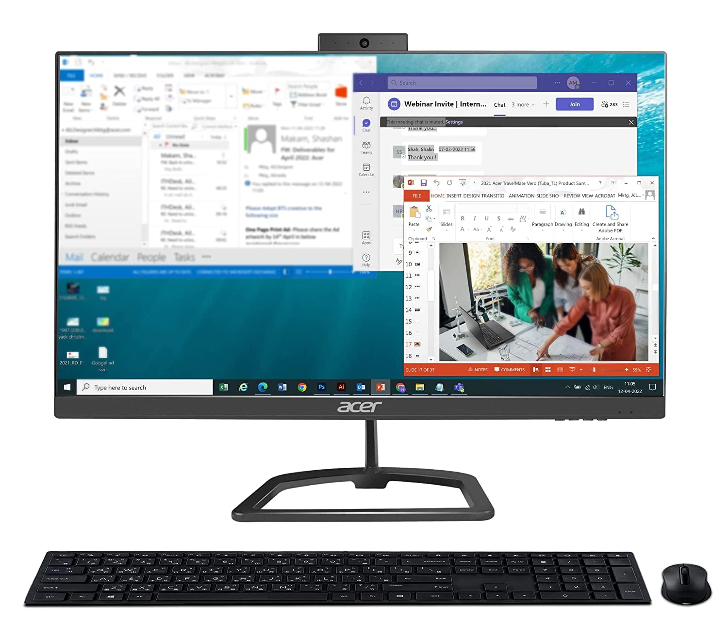 Acer C24 23.8 inch Full HD IPS All In One Desktop I Intel Core i3-1155G4 I 8GB DDR4 I 512GB SSD I Windows 11 Home I Full HD 5.0 MP Camera I Wireless Keyboard & Mouse | Integrated 3W x 2 Stereo Speaker