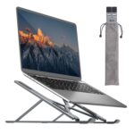 BY4U Laptop Tabletop Stand for Desk, Portable Stand, Adjustable Height, Foldable, Non-Slip Aluminum MacBook Computer Stand, 9 Angles Anti-Slip Laptop Riser Compatible with 7-17 inch Laptops (Grey)
