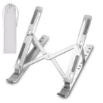 Cross Aluminium Laptop Stand with 7 Adjustable Height, Ventilated, Foldable, Portable Laptop Stand for Desk & Table Mount Upto 15.6 inch Laptop with Carry Pouch