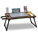 FELI Laptop Stand for Desk, Computer Stand Laptop Table, Phone and Tablet Stand for Desk, Portable Laptop Cup Holder Compatible with Foldable Leg, Laptop,Table (Wood Unique)