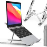 Genteel Laptop Tabletop Stand for Desk, Laptop Holder Adjustable Ergonomic Portable Aluminum Stand for Table Laptop Raiser 6 Angles Anti-Slip Computer Stand Compatible for 9-15.6 Inch Laptops