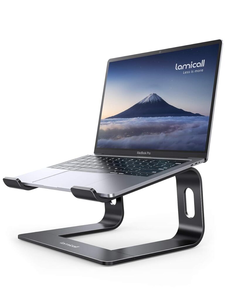 Lamicall Laptop Stand, Aluminum Laptop Riser, Ergonomic Laptop Stand for Desk, Computer Notebook Stand Compatible with MacBook Air Pro, Dell XPS, HP (10-15.6'') - Black