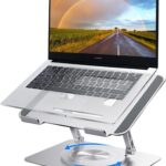 Pecan Laptop Stand for Desk, Adjustable Computer Stand with 360° Rotating Base, Ergonomic Laptop Riser for Collaborative Work, Foldable & Portable Laptop Stand, MacBook/All Laptops up to 16 inches