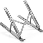 Sounce Laptop Tabletop Stand, Fold-Up, Adjustable, Ventilated, Portable Holder for Desk, Aluminum Foldable Laptop Ergonomic Compatibility with Up to 15.6-Inch Laptop, All Mac, Tab, and Mobile (Grey)