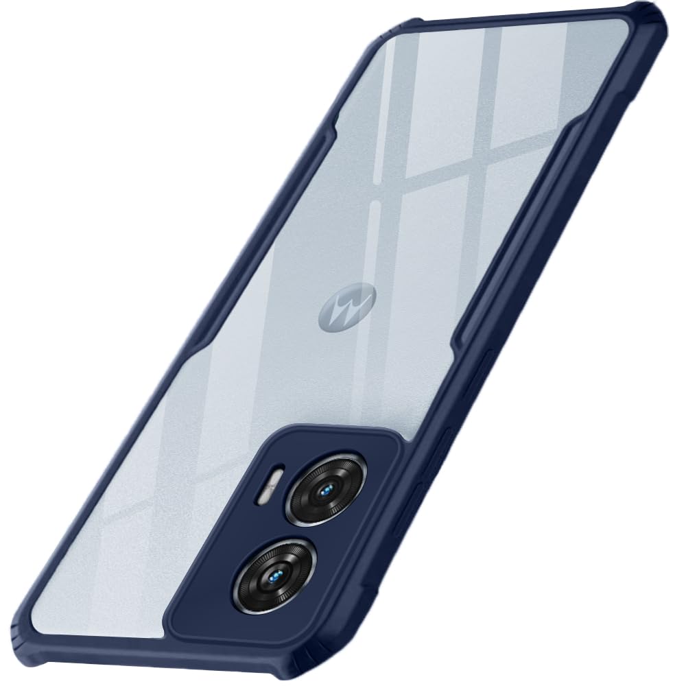 TheGiftKart Crystal Clear Back Cover Case for Motorola Moto Edge 50 Fusion 5G | 360 Degree Protection | Protective Design | Transparent Back Cover Case for Moto Edge 50 Fusion (PC & TPU, Blue Bumper)