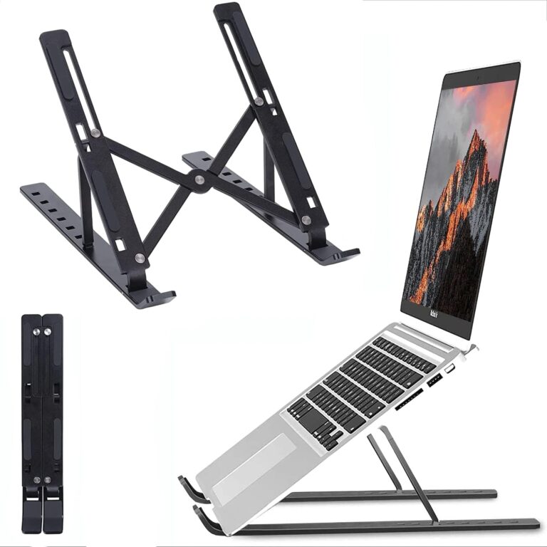 ZURU BUNCH® Laptop Stand, Plastic Laptop Stand for Desk, 6-Level Adjustable Laptop Riser, Ventilation and Heat Dissipation, Sturdy and Durable Laptop Stand Black