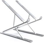 ZURU BUNCH® White Laptop Stand for Desk, Adjustable Height Laptop Riser, ABS+Silicone Foldable Portable Computer Stand, Ergonomic Computer Riser Sturdy, Ventilated Cooling Notebook Stand.